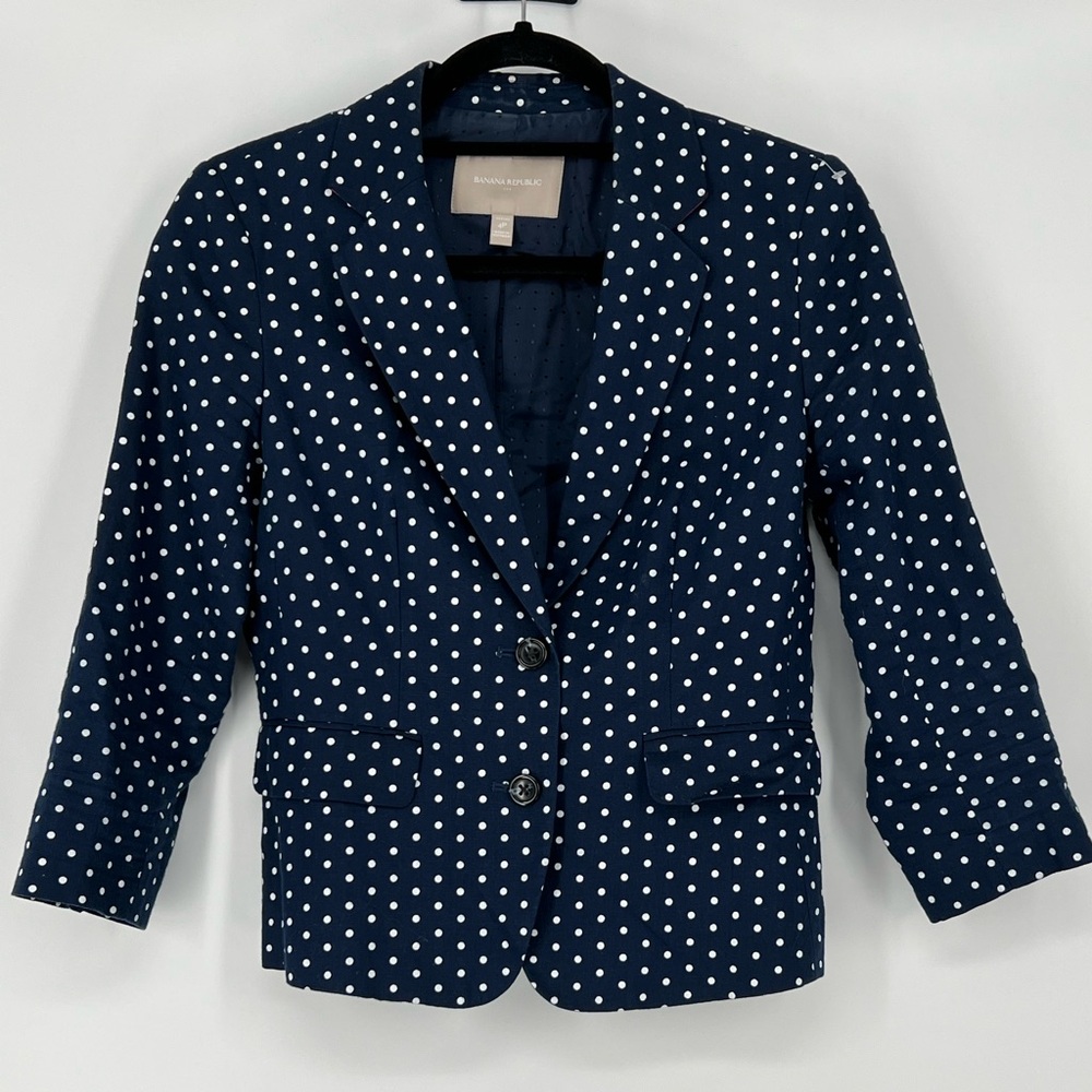 Banana Republic Factory Navy Blue Polka Dot Blazer